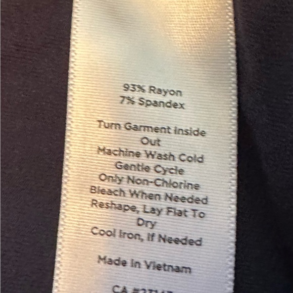 Talbots Navy Blue, square necked jersey stretch top with elbow length sleeve - Picture 3 of 4